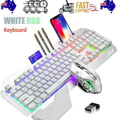 104 Keys Wireless Gaming Keyboard And Mouse Set With Rgb Led Backlight Keyboard & Mouse Bundles