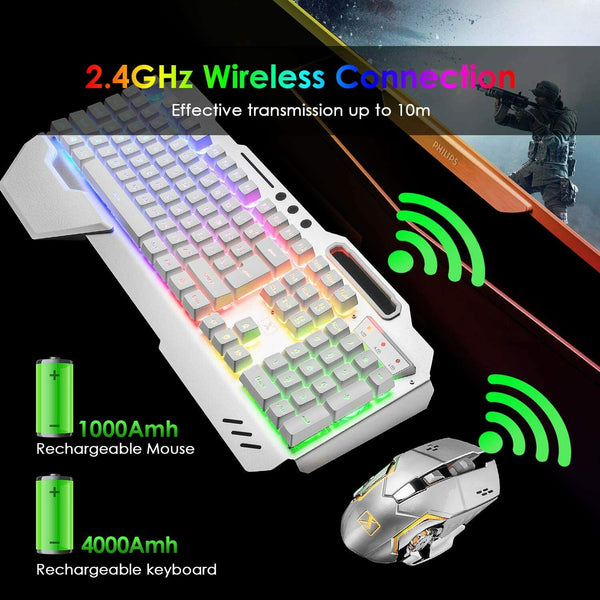 104 Keys Wireless Gaming Keyboard And Mouse Set With Rgb Led Backlight Keyboard & Mouse Bundles