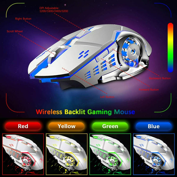 104 Keys Wireless Gaming Keyboard And Mouse Set With Rgb Led Backlight Keyboard & Mouse Bundles