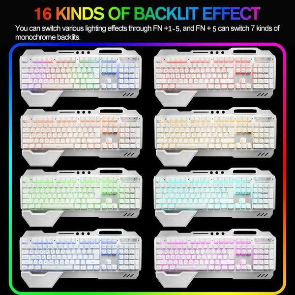 104 Keys Wireless Gaming Keyboard And Mouse Set With Rgb Led Backlight Keyboard & Mouse Bundles