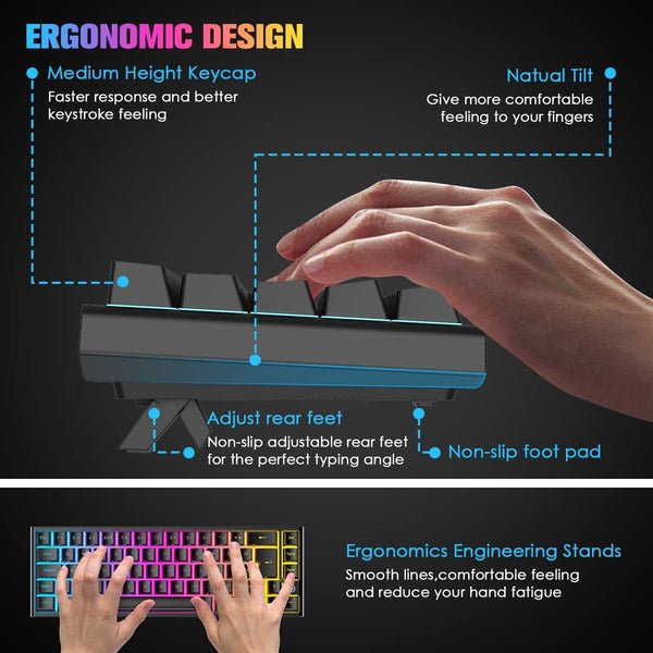 67 Keys Layout Design Mechanical Gaming Keyboard Pc Ps4 Rgb Backlight Wired Usb Black Keyboards & Keypads