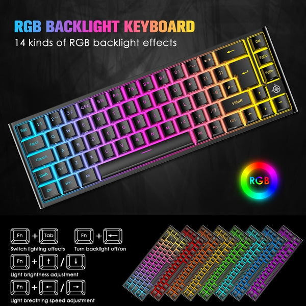 67 Keys Layout Design Mechanical Gaming Keyboard Pc Ps4 Rgb Backlight Wired Usb Black Keyboards & Keypads