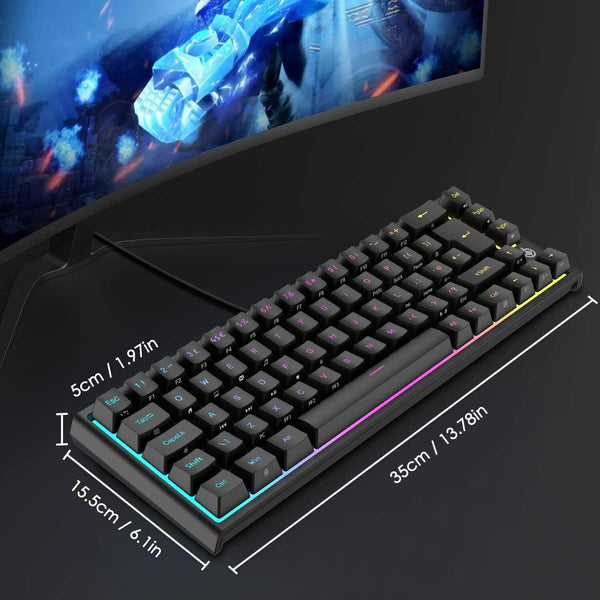 67 Keys Layout Design Mechanical Gaming Keyboard Pc Ps4 Rgb Backlight Wired Usb Black Keyboards & Keypads