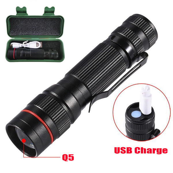 2X Mini Tactical Flashlight Small Led Torch 3 Mode Super Bright Light Clip Lamp Flashlights
