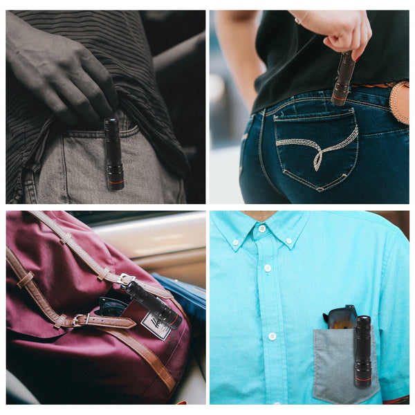 2X Mini Tactical Flashlight Small Led Torch 3 Mode Super Bright Light Clip Lamp Flashlights