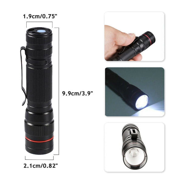 2X Mini Tactical Flashlight Small Led Torch 3 Mode Super Bright Light Clip Lamp Flashlights