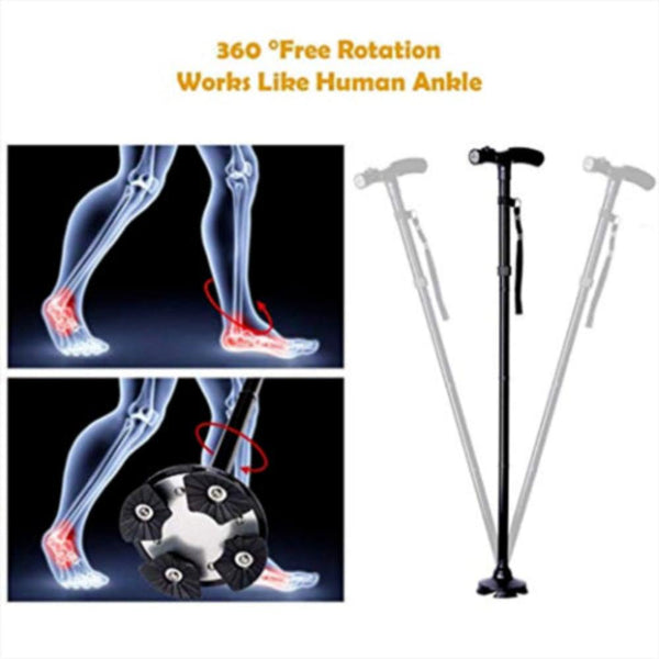 Walking Stick Cane Folding Handle Fixed Led Light Aid Holder Lighting Walkers & Canes