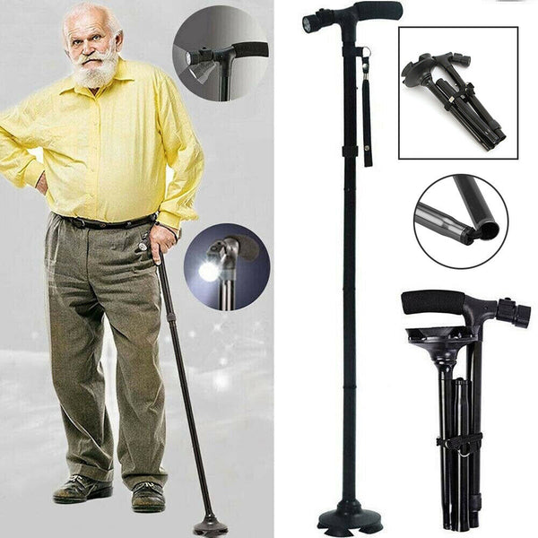 Walking Stick Cane Folding Handle Fixed Led Light Aid Holder Lighting Walkers & Canes