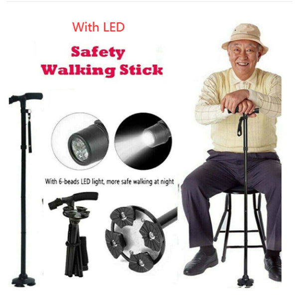 Walking Stick Cane Folding Handle Fixed Led Light Aid Holder Lighting Walkers & Canes