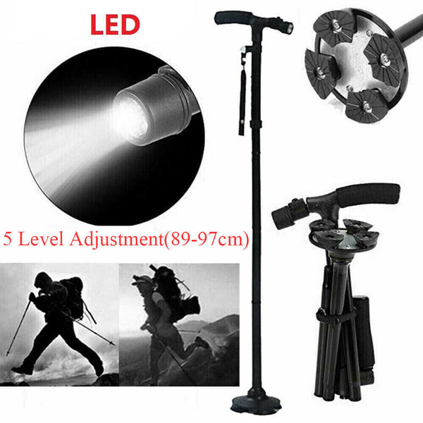 Walking Stick Cane Folding Handle Fixed Led Light Aid Holder Lighting Walkers & Canes