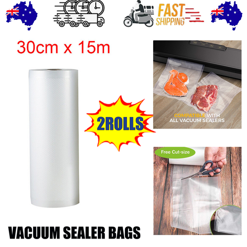 2Rolls 30Cm Vacuum Sealer Bags Vaccum Food Saver Storage 15M Vacuum Sealers