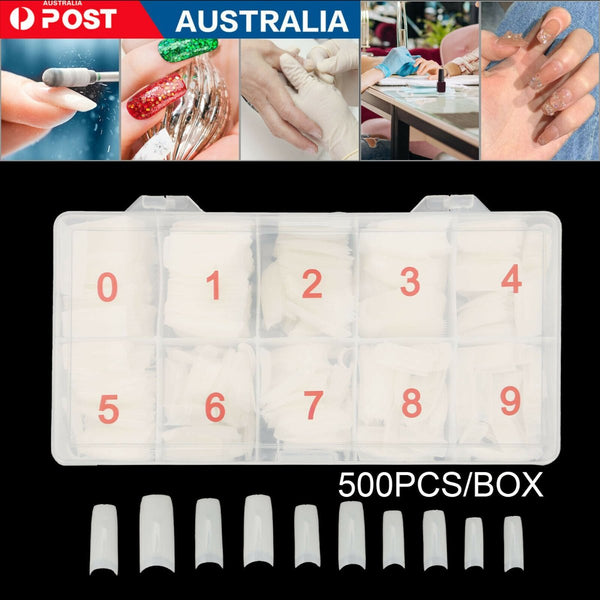 500Pcs Fake French Nail Tips White Clear Stiletto False Gel Pointy Art Acrylic Nail Art Tools