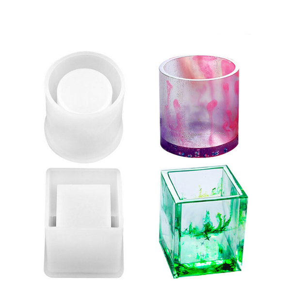 Silicone Mold Resin Epoxy Crystal Crafts Making Brush Pot Pen Holder Mould Diy Crafting Tools