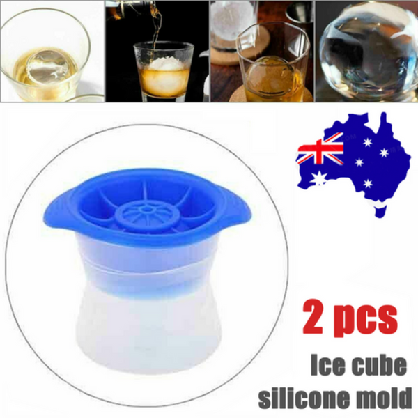 2Pcs Blue Silicone Ice Ball Mold Sphere Cube Maker Mould Jelly tail Ice Cubes Trays & Moulds