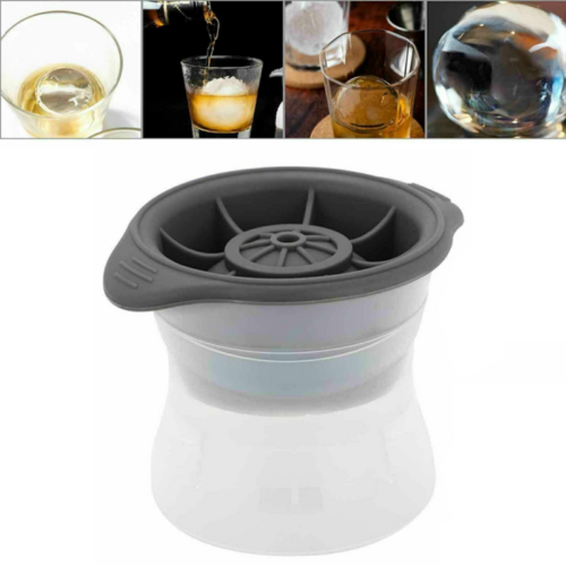 2Pcs Grey Silicone Ice Ball Mold Sphere Cube Maker Mould Jelly tail Ice Cubes Trays & Moulds
