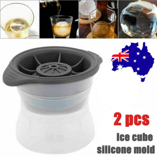 2Pcs Grey Silicone Ice Ball Mold Sphere Cube Maker Mould Jelly tail Ice Cubes Trays & Moulds