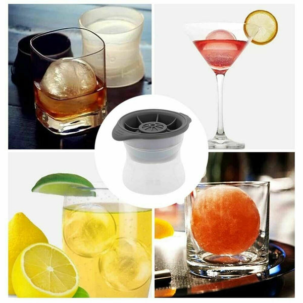 2Pcs Grey Silicone Ice Ball Mold Sphere Cube Maker Mould Jelly tail Ice Cubes Trays & Moulds