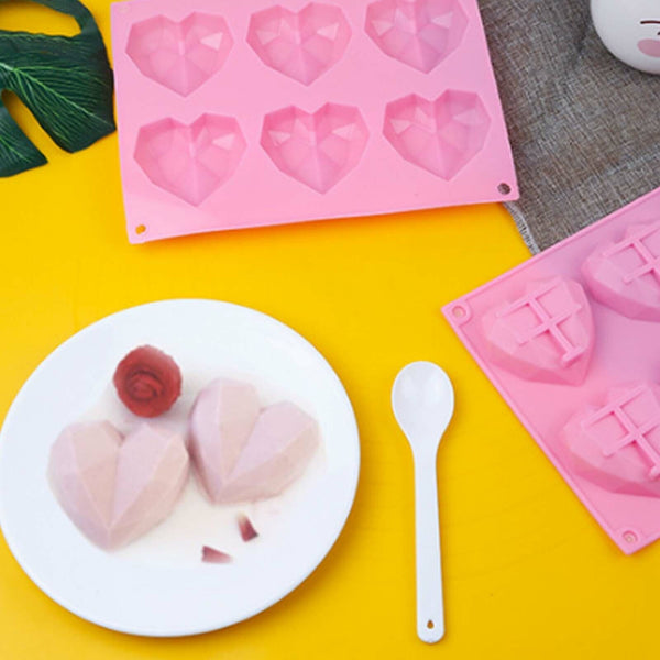 2Pcs Diy 3D Fondant Mold Silicone Heart Shape Candy Cake Chocolate Mould Sugar Craft Sugarcraft & Chocolate Moulds