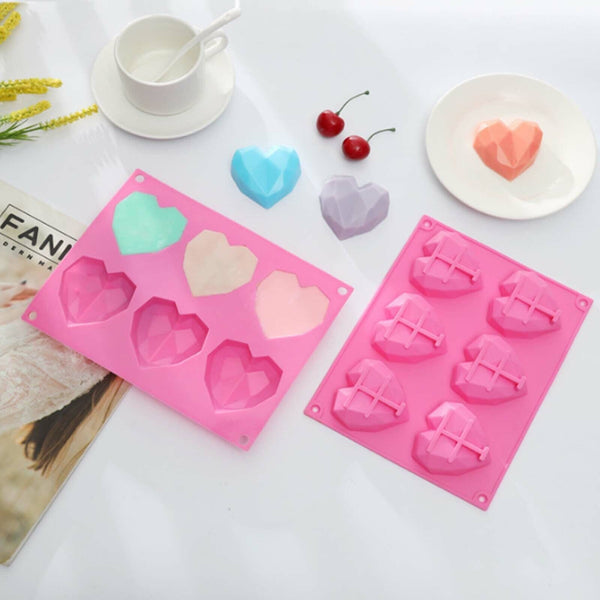 2Pcs Diy 3D Fondant Mold Silicone Heart Shape Candy Cake Chocolate Mould Sugar Craft Sugarcraft & Chocolate Moulds