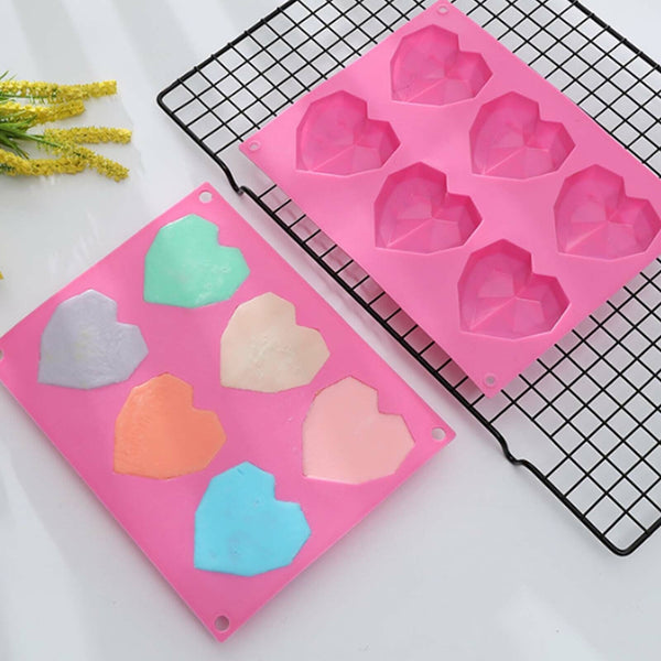 2Pcs Diy 3D Fondant Mold Silicone Heart Shape Candy Cake Chocolate Mould Sugar Craft Sugarcraft & Chocolate Moulds