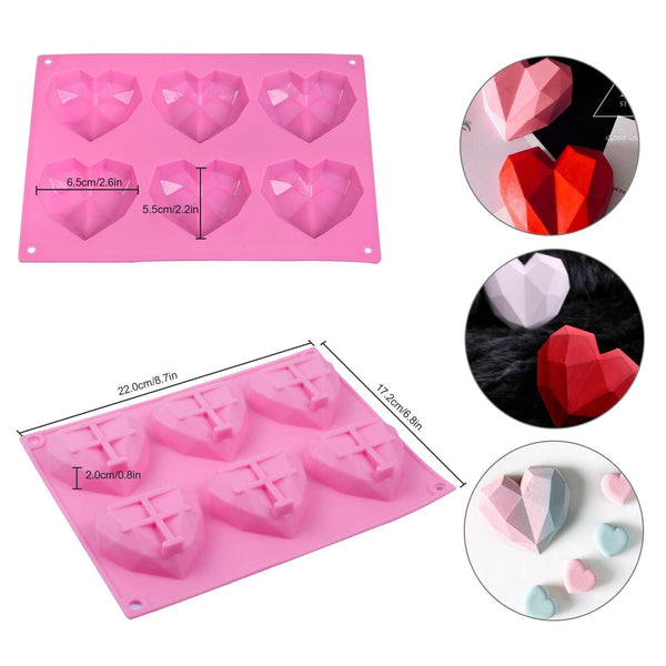 2Pcs Diy 3D Fondant Mold Silicone Heart Shape Candy Cake Chocolate Mould Sugar Craft Sugarcraft & Chocolate Moulds