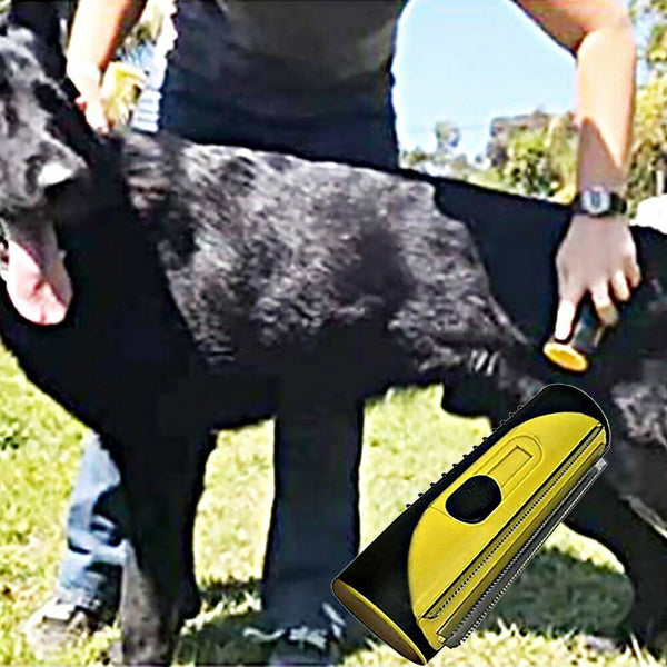Pet Dog Cat Hair Fur Deshedding Shedding Trimmer Grooming Roll Comb Brush Yellow Dog Grooming