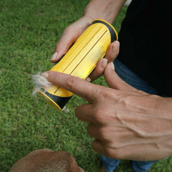 Pet Dog Cat Hair Fur Deshedding Shedding Trimmer Grooming Roll Comb Brush Yellow Dog Grooming