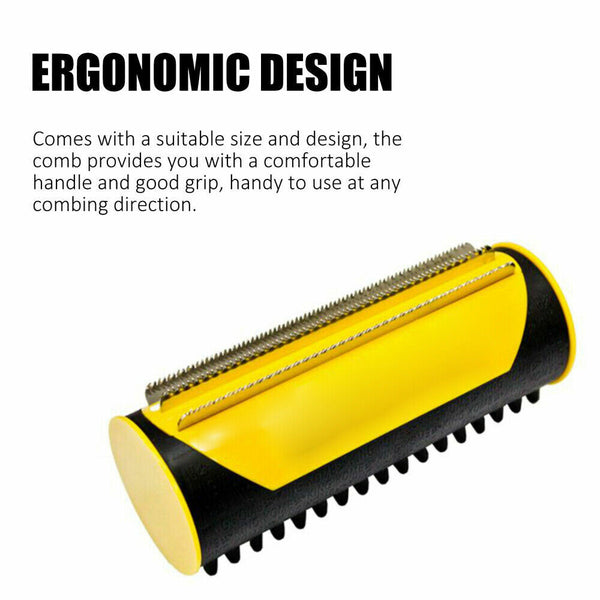 Pet Dog Cat Hair Fur Deshedding Shedding Trimmer Grooming Roll Comb Brush Yellow Dog Grooming