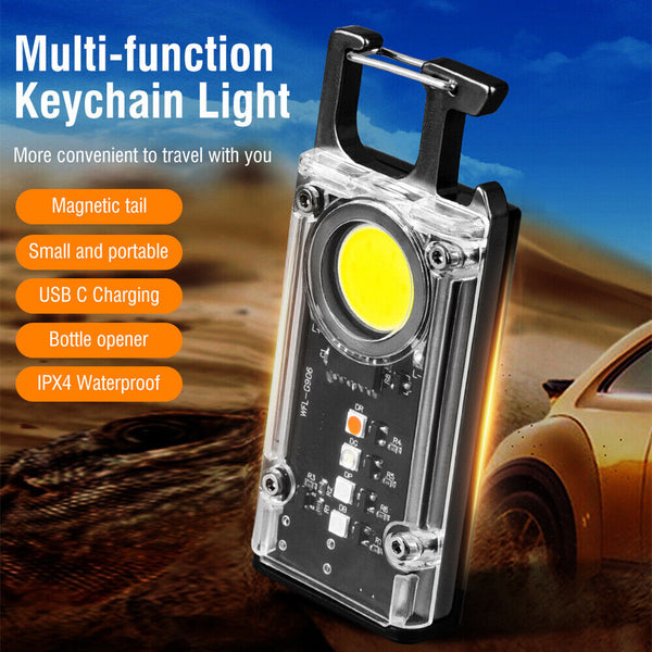 Mini Flashlight Keychain Usb Rechargeable Cob Waterproof Portable Led Work Light Torches & Work Lights