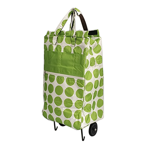 Shopping Trolley Cart Bag Foldable Wheels Carts Bags Market Luggage Basket Green Circle Shopping Trolleys Baskets