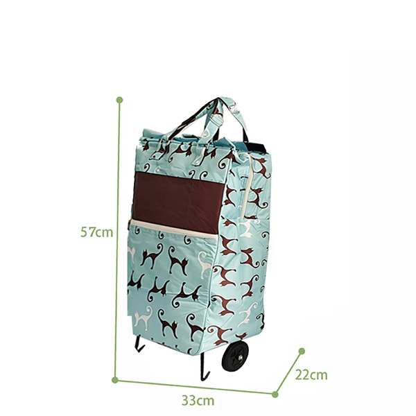 Shopping Trolley Cart Bag Foldable Wheels Carts Bags Market Luggage Basket Sky Blue Cat Shopping Trolleys Baskets