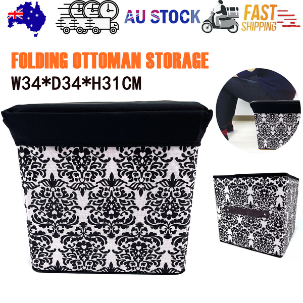 Folding Ottoman Storage Stool Cube Footstool Blanket Box With Cover Ottomans Footstools & Poufs