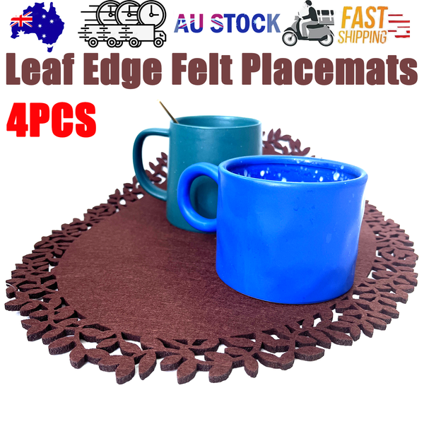 4Pc Leaf Edge Felt Heat Insulation Coffee Cup Mat Table Decor At First Placemats