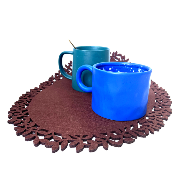 4Pc Leaf Edge Felt Heat Insulation Coffee Cup Mat Table Decor At First Placemats