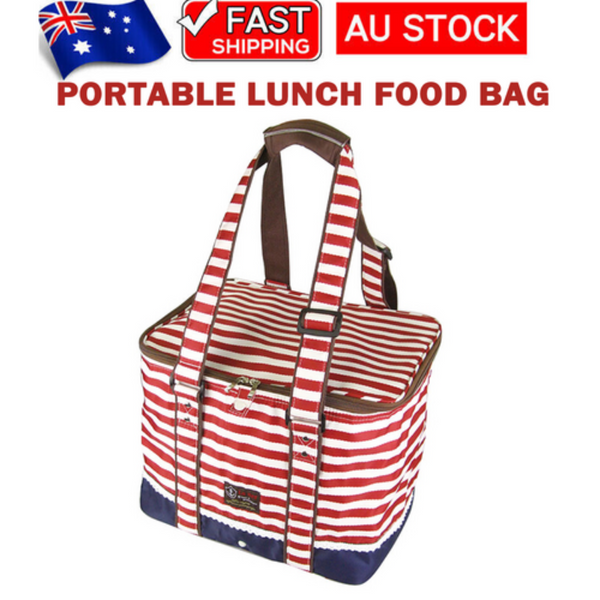 Red Insulated Picnic Bag Thermal Cooler Portable Lunch Food Tote Carry Storage Picnic Baskets & Backpacks