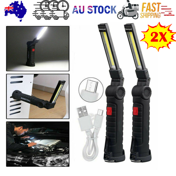 Cob Led Work Light Car Garage Mechanic Usb Rechargeable Torch Lamp Au Torches & Work Lights