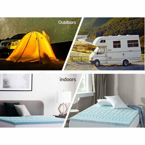 7 Zone Memory Foam Topper Mattress Cool Gel Pad Medium Firm 8Cm Thick 137Cmx190cm Mattress Toppers & Protectors
