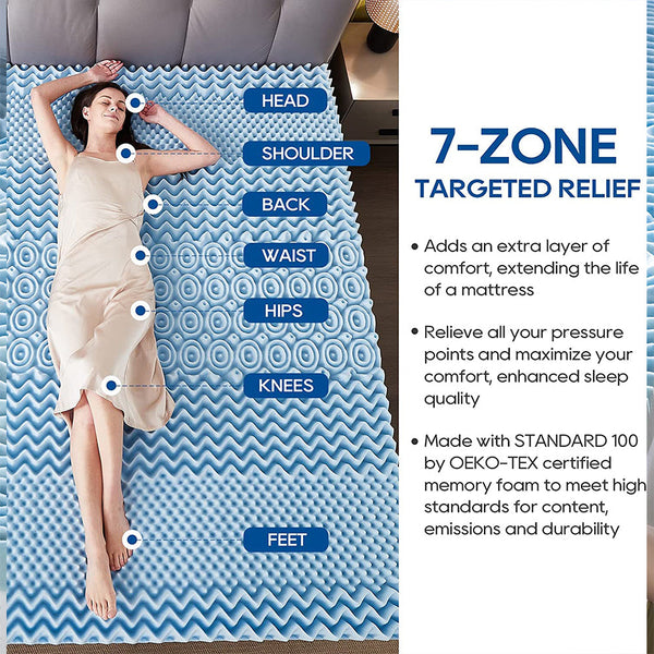 7 Zone Memory Foam Topper Mattress Cool Gel Pad Medium Firm 8Cm Thick 153Cm X 203Cm Mattress Toppers & Protectors
