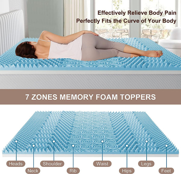 7 Zone Gel Memory Foam Mattress Topper Cool Pad Medium Firm 8Cm Toppers 90Cm X 190Cm Mattress Toppers & Protectors