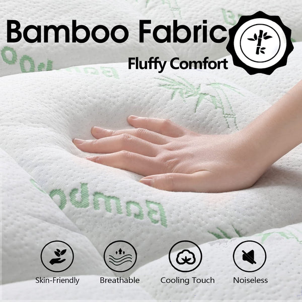 Bamboo Pillowtop Mattress Topper Luxury Bedding Pad Protector Cover King 183 X 203 Cm Mattress Toppers & Protectors