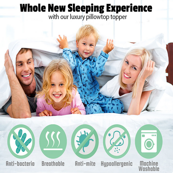 Bamboo Pillowtop Mattress Topper Luxury Bedding Pad Protector Cover Single 90 X 190 Cm Mattress Toppers & Protectors