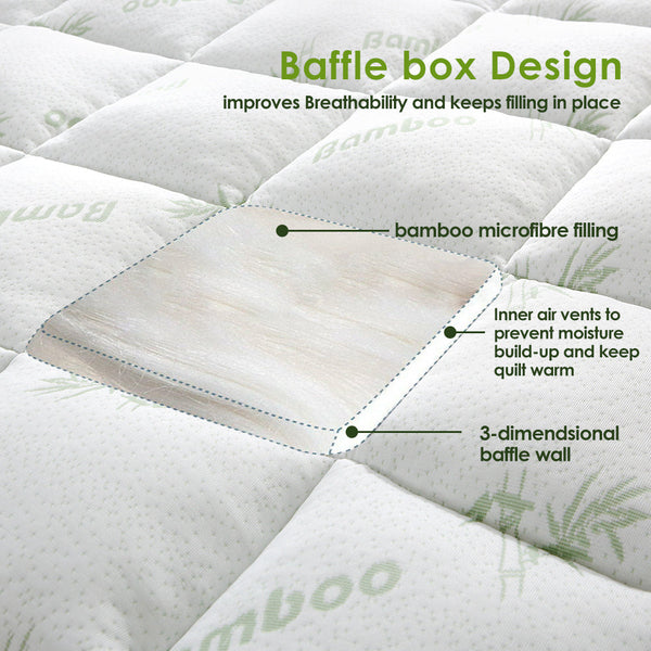 Bamboo Pillowtop Mattress Topper Luxury Bedding Pad Protector Cover Single 90 X 190 Cm Mattress Toppers & Protectors
