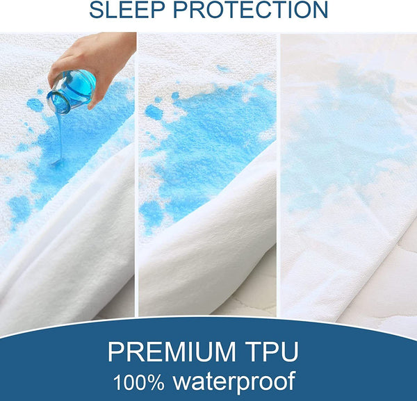 100% Terry Cotton Fitted Mattress Protector Waterproof Queen Mattress Toppers & Protectors