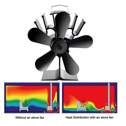 5 Blades Heat Powered Stove Fan For Wood Burning Fireplace Fireplace & Stove Accessories