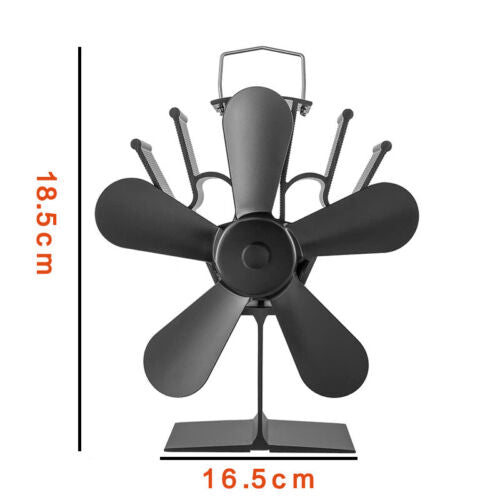 5 Blades Heat Powered Stove Fan For Wood Burning Fireplace Fireplace & Stove Accessories
