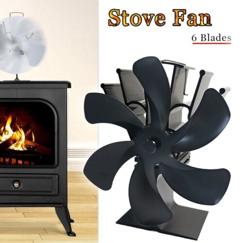 6 Blades Fireplace Stove Fan Self Powered Wood Burner Eco Fireplace & Stove Accessories