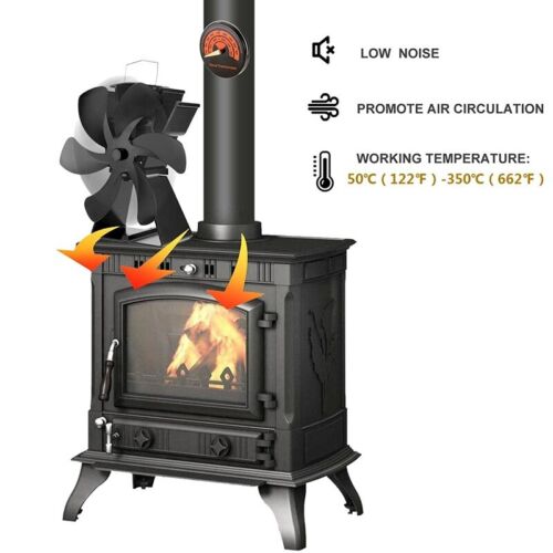 6 Blades Fireplace Stove Fan Self Powered Wood Burner Eco Fireplace & Stove Accessories