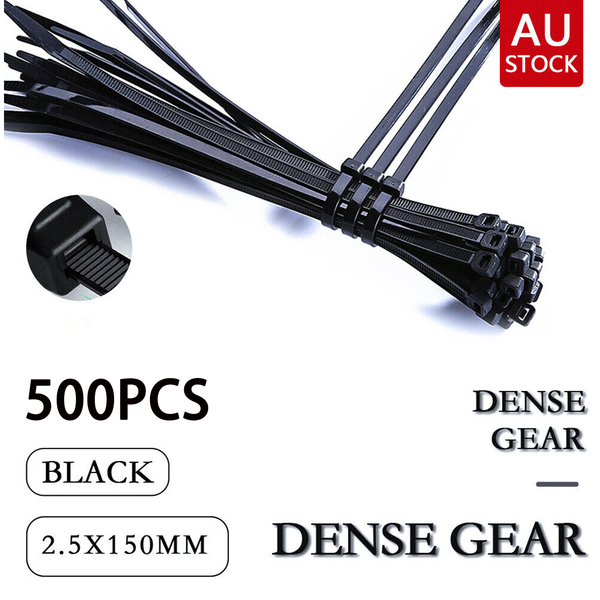 Cable Ties Zip Nylon Uv Stabilised 500Pc Bulk Black 150Mm X 2.5Mm Cable Ties & Organisers