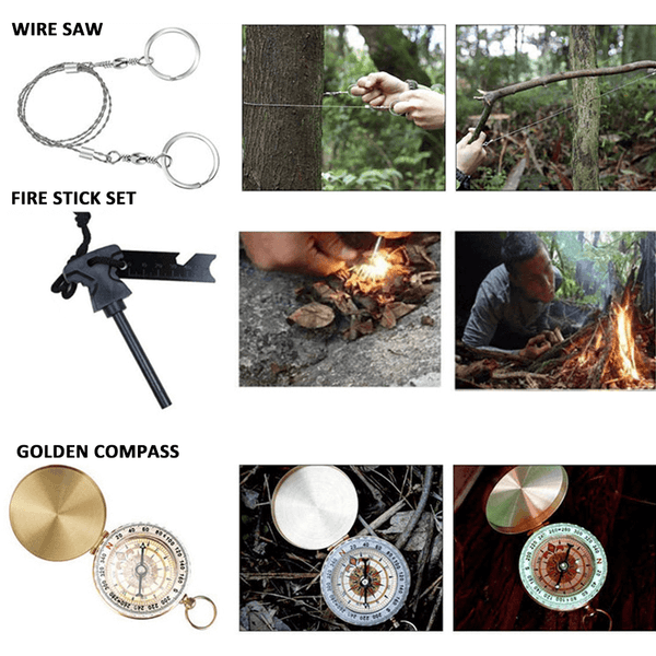 16In1 Sos Kit Outdoor Emergency Equipment Box For Camping Survival Gear Other Emergency Equipment