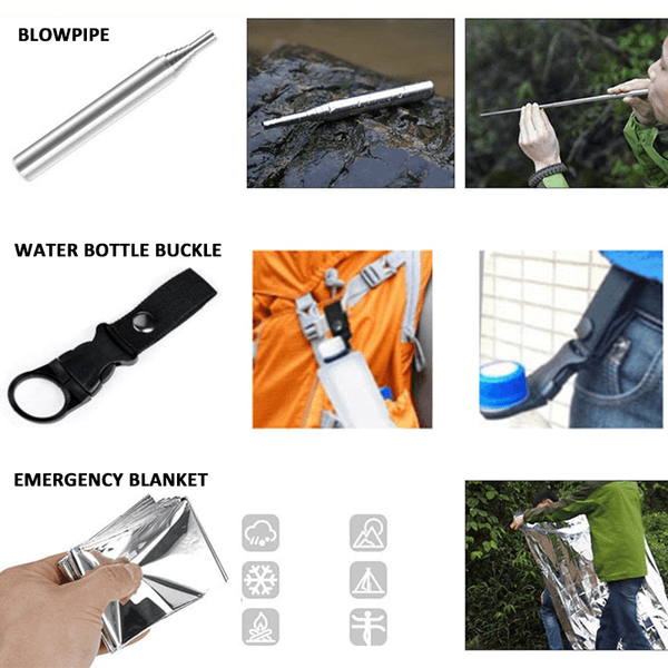 16In1 Sos Kit Outdoor Emergency Equipment Box For Camping Survival Gear Other Emergency Equipment